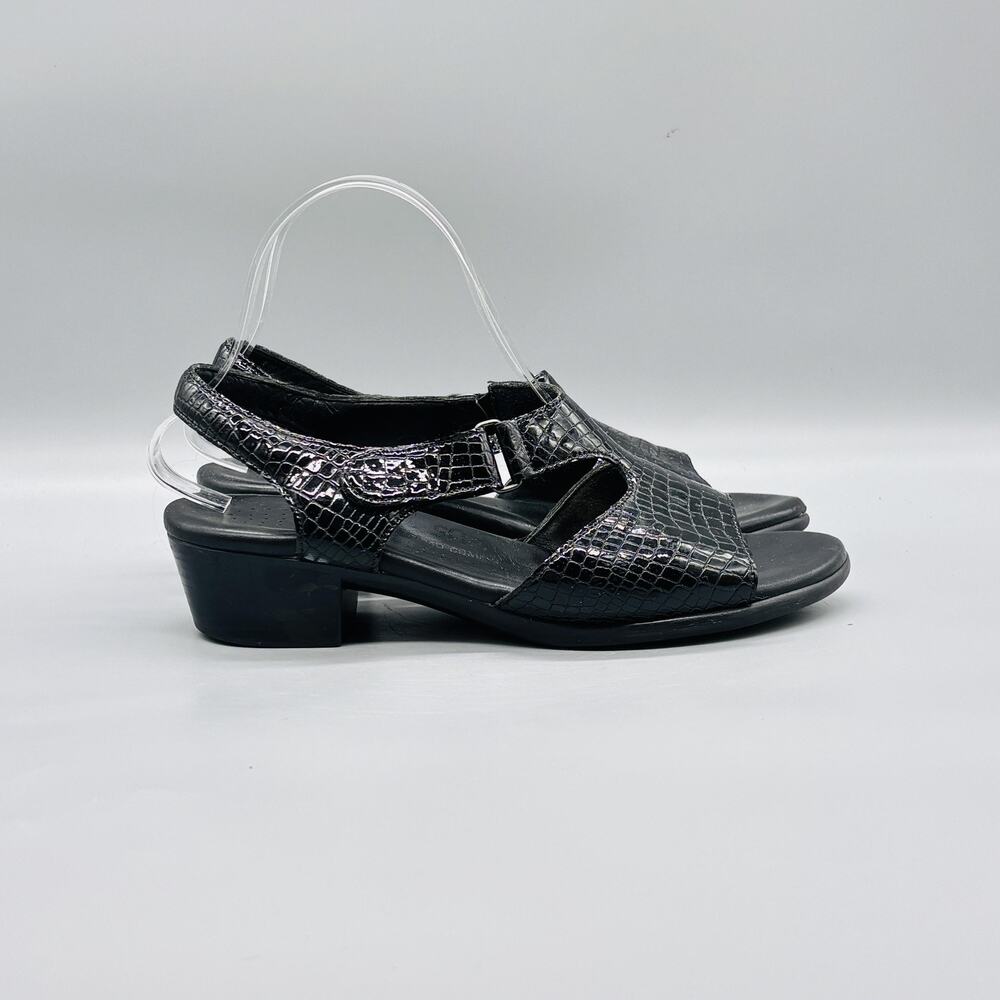 SAS Sandals Womens 9 Black Leather Tripad Comfort Slingback Block Heel Shoes